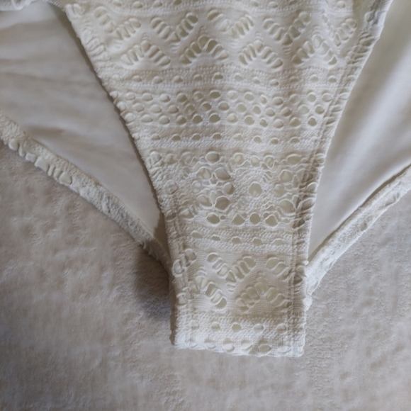 Lookbook Store White Crochet Fully Lined Strapless One Piece Swimsuit - Picture 10 of 15